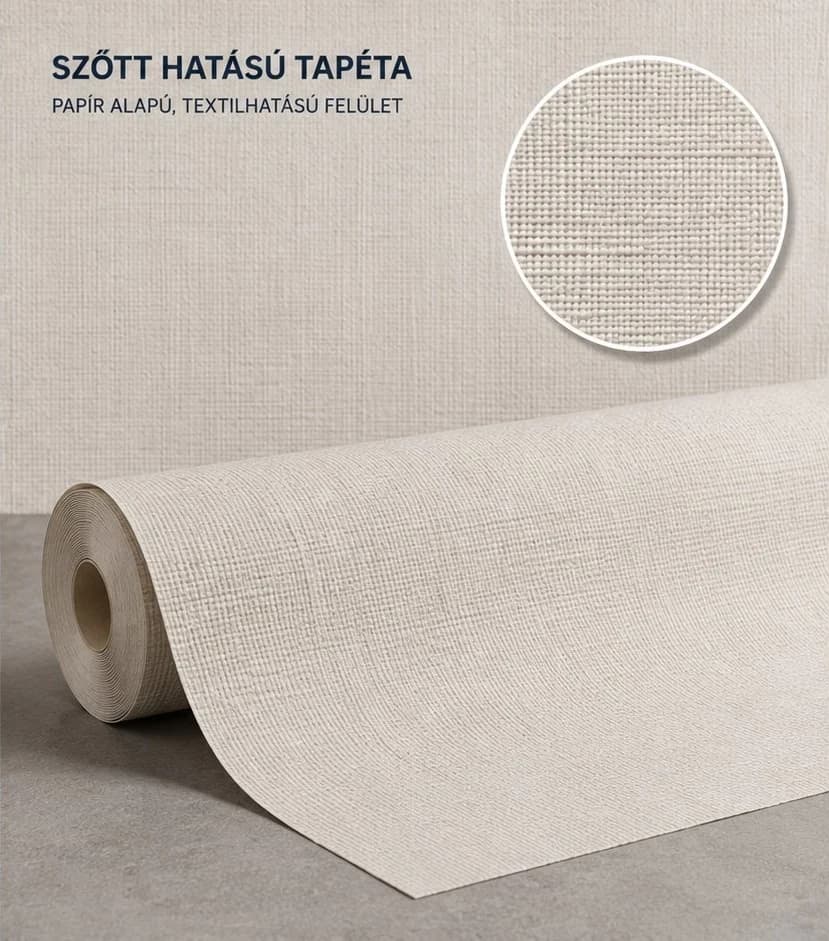Szőtt hatású tapéta — textilhatású, papír alapú prémium alapanyag