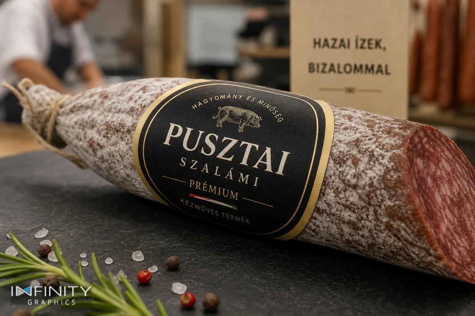 Prémium címkék tervezése a húsiparban - Infinity Reklám