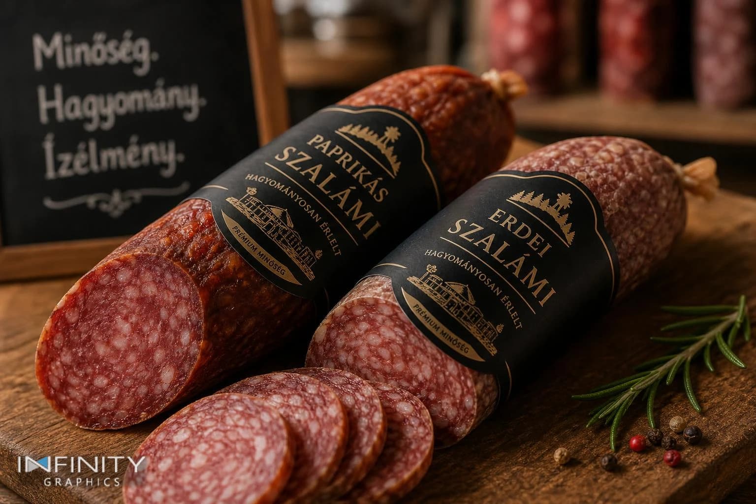 A kolbász-szalámi címkék szerepe a prémium húsipari termékek piaci megjelenésében és vásárlói élmény fokozásában. - Infinity Reklám