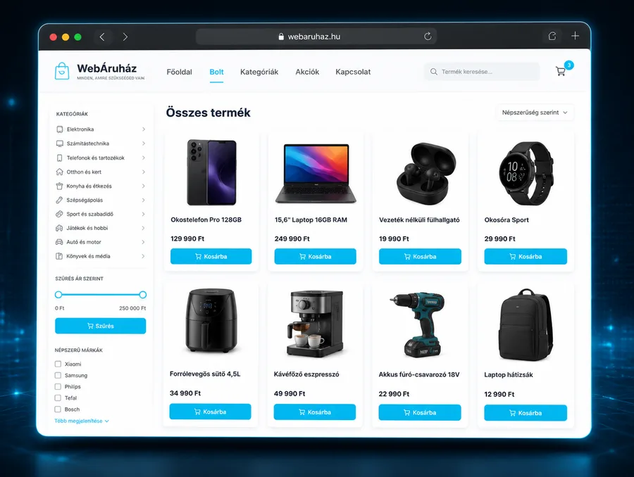 Webshop — weboldal mockup