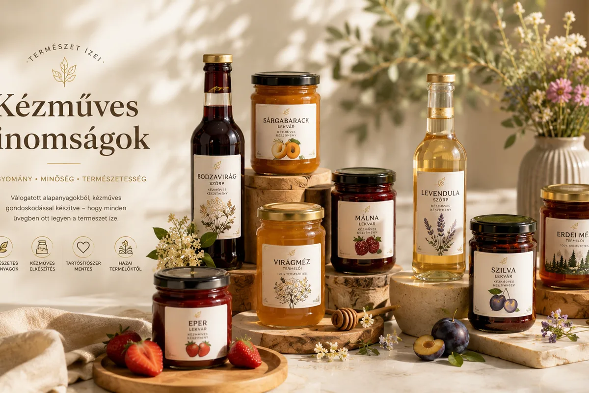 Termékcímke üvegre és tégelyre — kézműves és gasztro csomagolás
