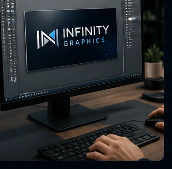 Cégtábla látványterv készítése tervezőszoftverben — Infinity Graphics