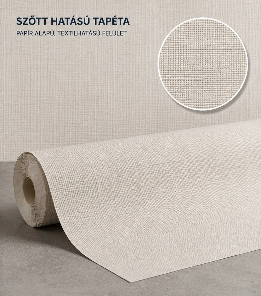 Szőtt hatású tapéta — textilhatású, papír alapú prémium alapanyag