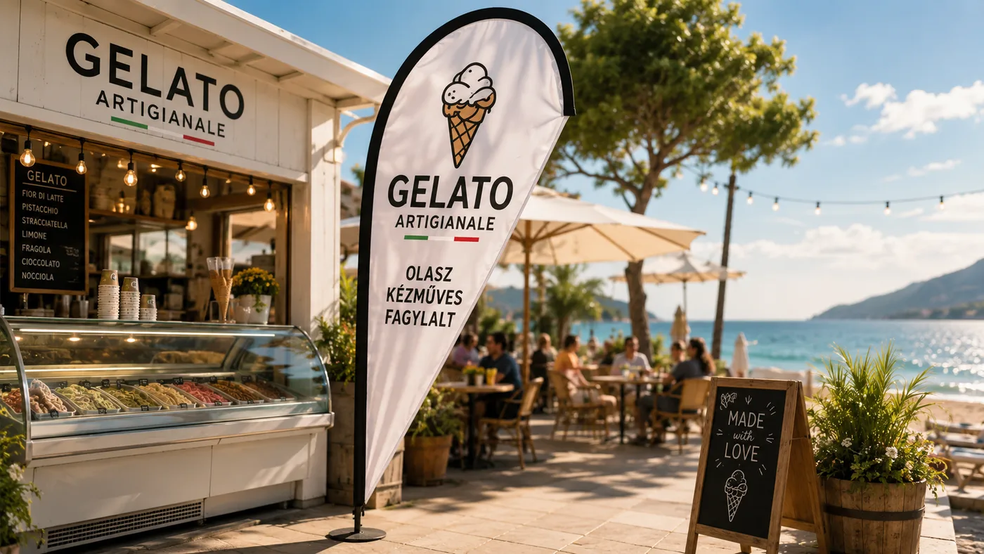 Zászló és lobogó — beach flag és lobogó esemény bejáratánál